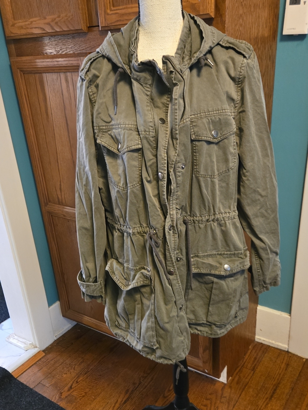 Olive Green Hooded Utility Jacket - Women’s Casual Anorak